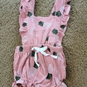 Adorable pink pineapple open side baby bodysuit